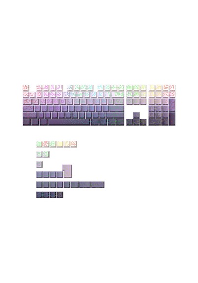 Contourline - Gradient Keycaps 130 Tuş İki Renkli Tam Set Çatlak Işıklı Tuş Takımı