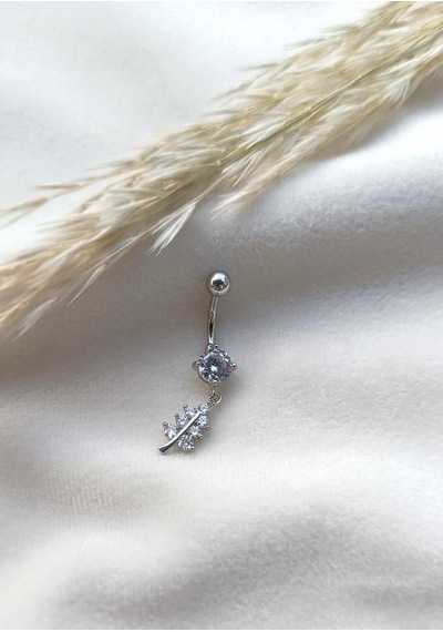 Göbek Piercing Medikal Çelik Vidalı Gri Kadın İthal 316 L Paslanmaz 15836 Diğer
