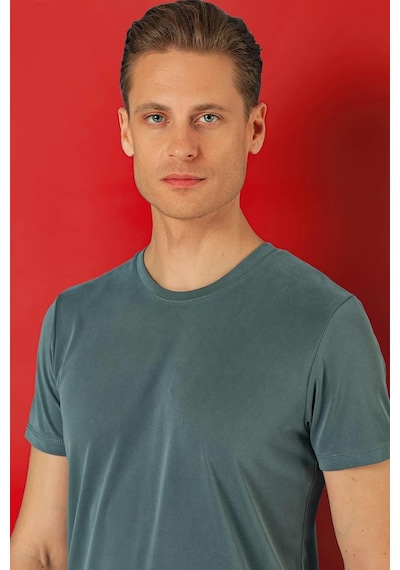 Efor Slim Fit Bisiklet Yaka %100 Pamuk Gri Tişört Ts 878 Gri