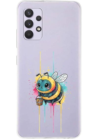 Samsung Galaxy A13 İle Uyumlu Splash Arı Tasarımlı Şeffaf Silikon Kılıf Şeffaf