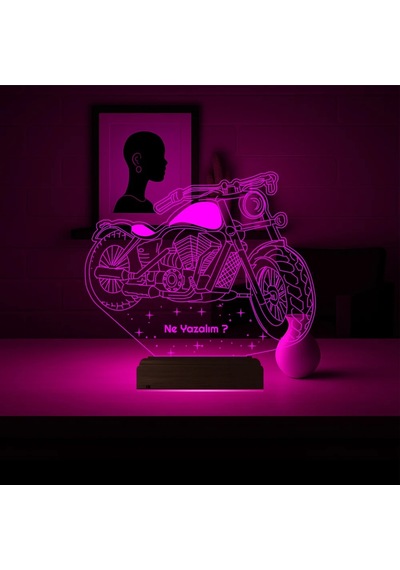 Luvivia Motosiklet Motor Harley Kişiye Özel 3d Lamba - Masa Gece Lambası Şeffaf