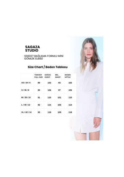 Sagaza Studio Ss6027 Yandan Bağlamalı Gömlek Elbise Ekru