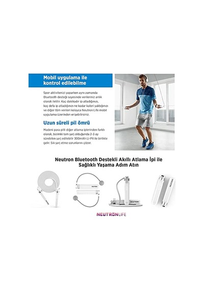 Akıllı Bluetooth Atlama İpi - Egzersiz Atlama, Ayarlanabilir Kablolu Nane Askısız Top Bluetooth Destekli