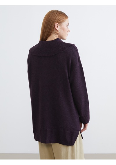 Lcw Modest Bordo Polo Yaka Kadın Triko Kazak