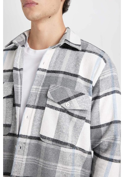 DeFacto Regular Fit Normal Kesim Kareli Oduncu Flanel Uzun Kollu Gömlek D6027AX24AUGR367 Gri DeFacto Regular Fit Normal Kesim Kareli Oduncu Flanel Uzun Kollu Gömlek D6027AX24AUGR367 Gri