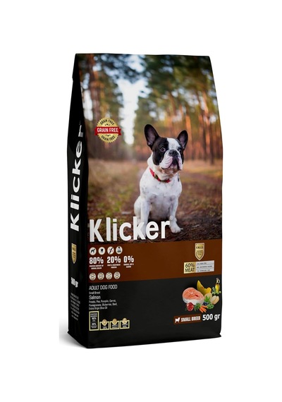 Klicker Tahılsız Yetişkin Köpek Maması Mini Irk Somonlu 500gr