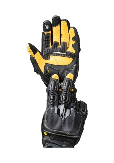 Knox Handroid Pod Mk5 Kısa Korumalı Deri Motosiklet Eldiveni Siyah Kahve