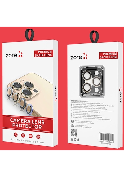 Apple Uyumlu iPhone  14 Pro Max Zore Cl-12 Premium Safir Parmak İzi Bırakmayan Anti-reflective Kamera Lens Koruyucu