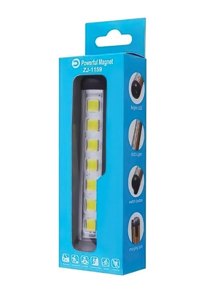 Mıknatıslı 4 Mod'lu 7 Led'li Mini El Feneri Şarjlı, Kamp Lambası Gece Aydınlatması Gri