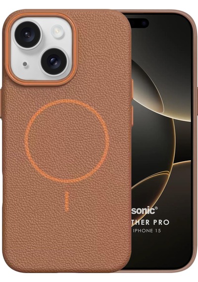 Microsonic Apple iPhone Uyumlu 15 Kılıf Magleather Pro Kahverengi -