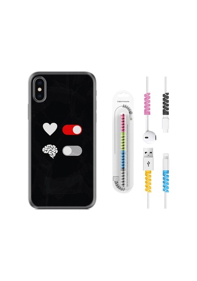 Apple Uyumlu iPhone XS Max Kılıf Kablo Koruyuculu Love Brain 1722
