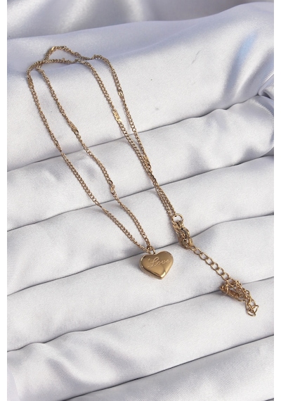 316l Çelik Gold Renk Kalp Model Love Kolye - Lisinya Altın