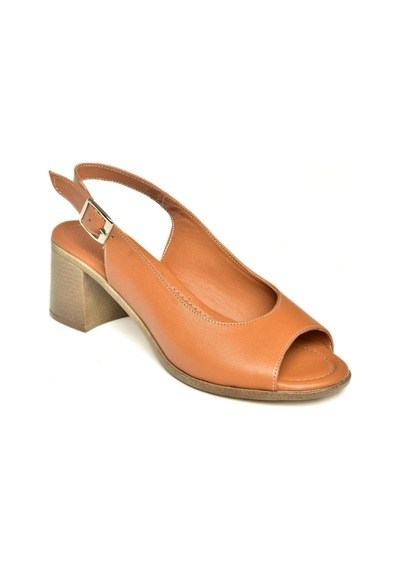 Fox Shoes P555454003 Taba Hakiki Deri Kalın Topuklu Kadın Sandalet Taba-hakiki Deri Taba