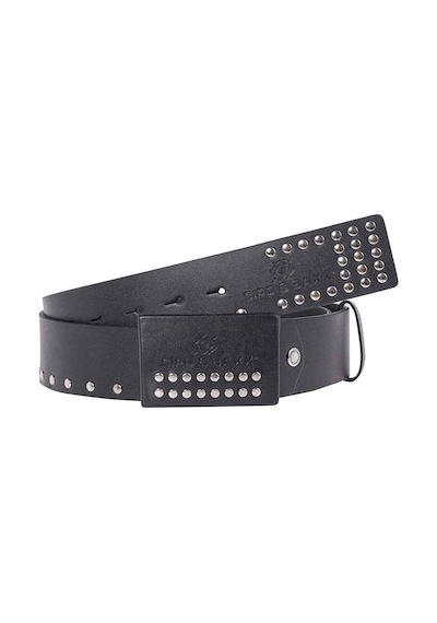 Cipo & Baxx CG163 Metal Tokalı Düz Siyah Deri Kemer