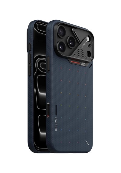 A18 İphone 18 Pro Max Uyumlu Aramid Fiber Dokulu Kamera Korumalı Mavi Kılıf