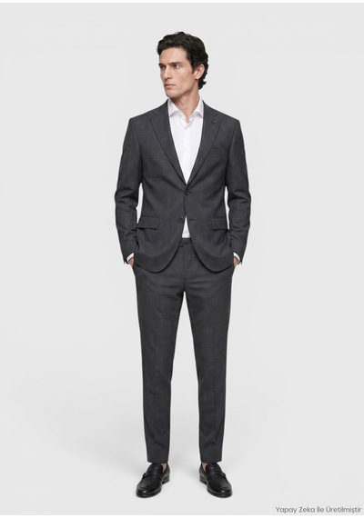 Ramsey Antrasit Modern Fit Yün Karışımlı Takım Elbise