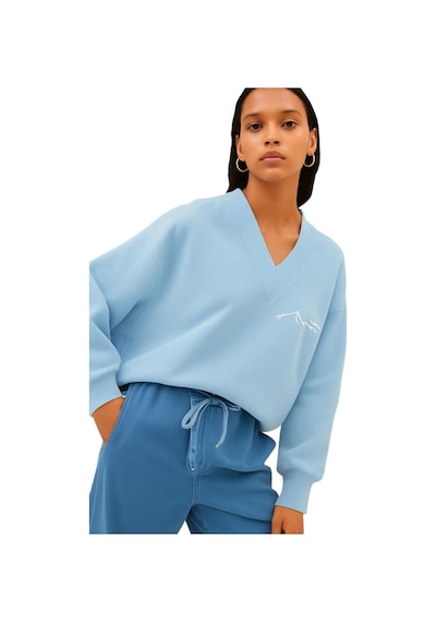 Benroma Dağ Baskılı Ünisex V Yaka Sweatshirt Bebe Mavisi