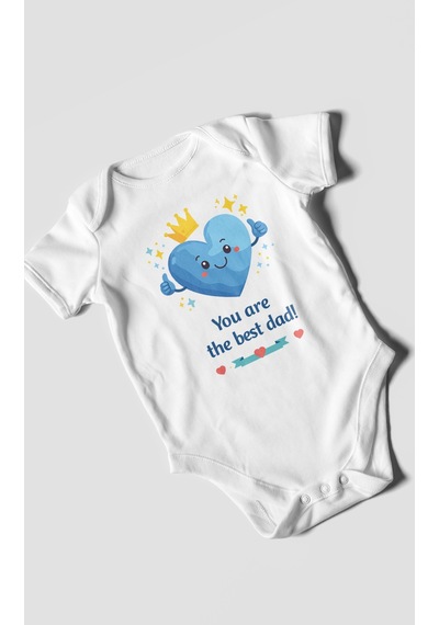 Morivokids You Are The Best Dad Kısa Kollu Bebek Body %100 Pamuk Beyaz