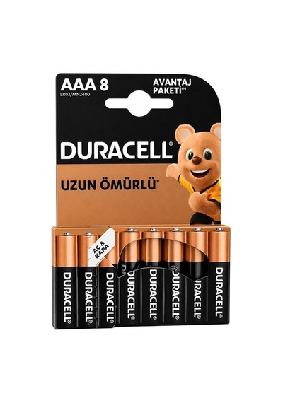 Duracell Lr03 Mn2400 Aaa 1.5v İnce Kalem Alkalin Pil 8'li   Paketi