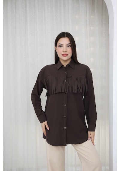 Piove Püskül Detaylı Gömlek Olive Charm MÜRDÜM