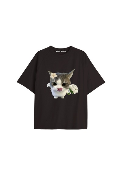 Kalic Studio Y2k Vintage Cats Baskılı Siyah T-shirt Kod 29 Siyah-29