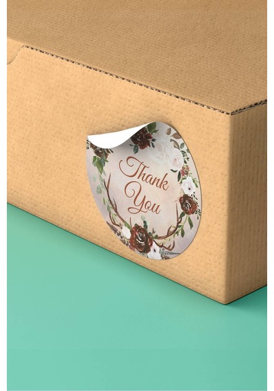 Thank You Renkli Kalpli Kargo Paket Sticker Etiketi 3x3cm St2058 Çok Renkli