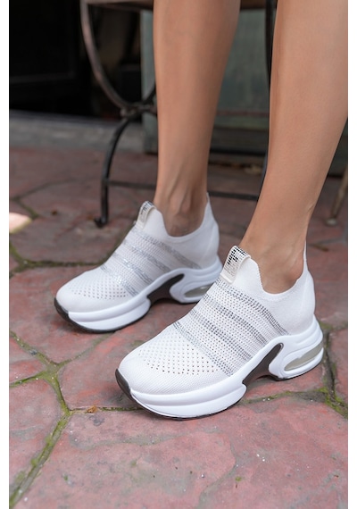 Kocamanlar 486401 Sneaker Gizli Topuk Kadın Spor Ayakkabı Beyaz