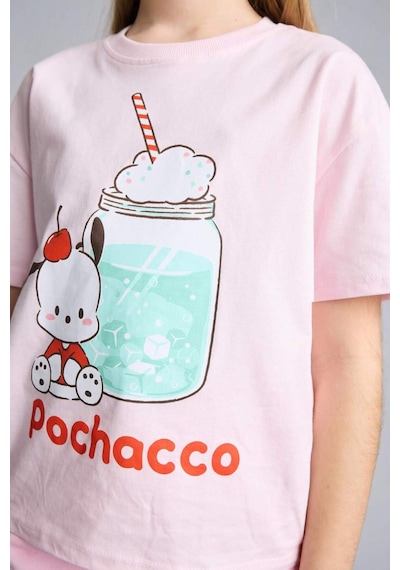 Defacto Pochacco Relax Fıt Bisiklet Yaka Kısa Kollu Tişört Kız Çocuk H3474a826smpn343 Pembe-pn343