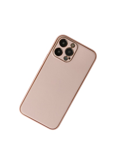 Apple Uyumlu - iPhone 13 Pro Kılıf Coco Deri Silikon Kapak - Pudra