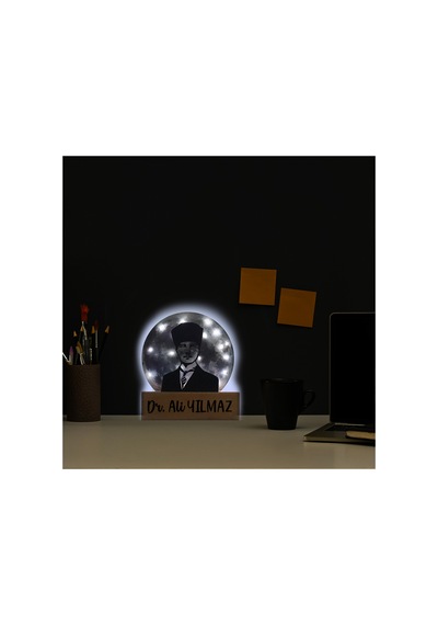 Led Işıklı Pleksi Dolunay Kişiselleştirilebilir Dekoratif Biblo Atatürk Portre Anahtar Askılığı Gri - 737347614 Gri
