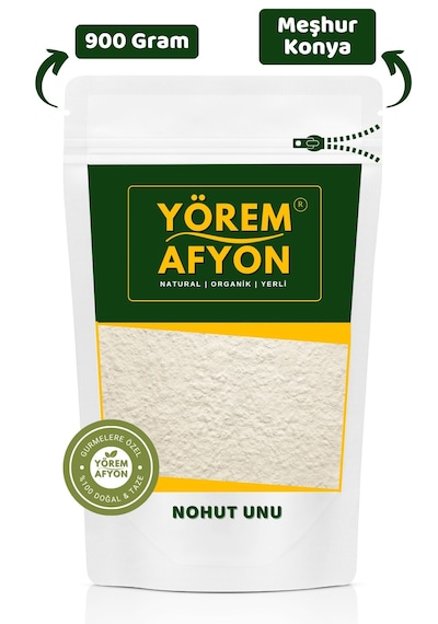 Yörem Afyon Meşhur Konya Yöresinden Taş Değirmende Öğütülmüş Glütensiz Çiğ Nohut Unu Cicer Arietinum 900gr.