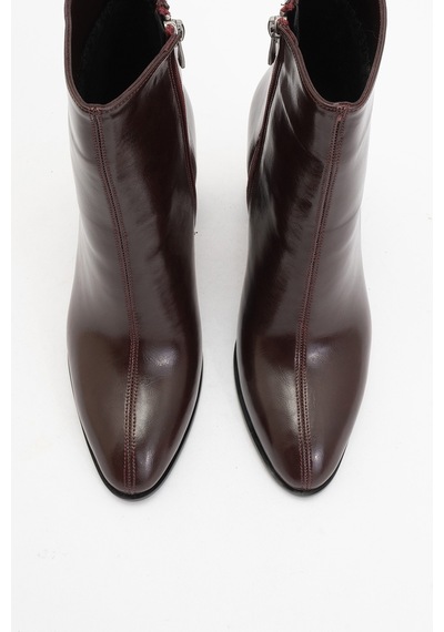 Luvishoes Luvi Shoes Jewel Bordo Cilt Kadın Topuklu Bot Bordo