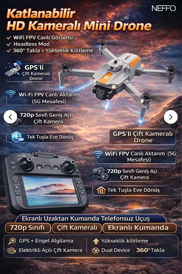 R06 Akıllı Çarpışma Engelleme Katlanabilir Hd Kameralı - Ekranlı Drone