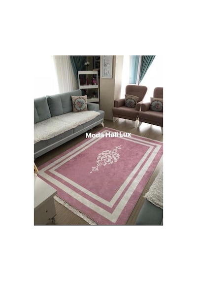 Pembe Kaymaz Taban Makinede Yıkanabilir Halı (329839900)