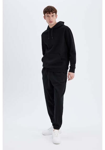 DeFacto Regular Fit Kapüşonlu Kanguru Cepli İçi Yumuşak Tüylü Basic Düz Sweatshirt X8283AZ24AUBK81