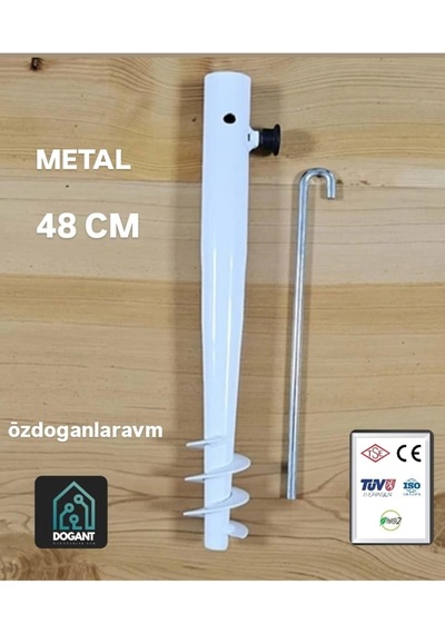 Tr Özdoğanlar Metal Şemsiye Kazığı, 48 Cm, Beyaz Genel