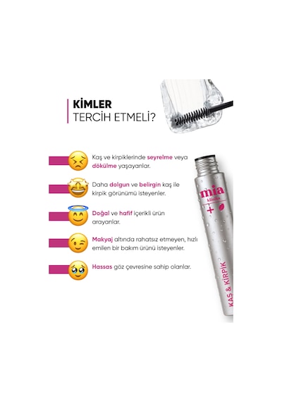 Mia Klinika Su Bazlı Güçlendirici Keratin ve Biotin İçeren Besleyici Kaş Ve Kirpik Serumu 6 ML