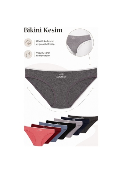 Sebatingo Kadın Külot Pamuklu Likralı Karışık Renkli 7 Li Paket Çok Renkli