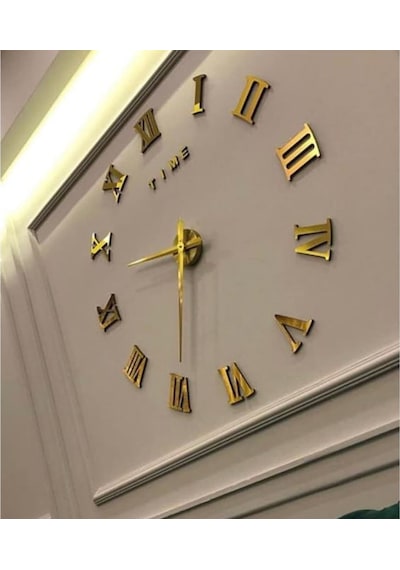 Dekoratif 3D Duvar Saati (Gold-Silver) Ücretsiz Kargo !!