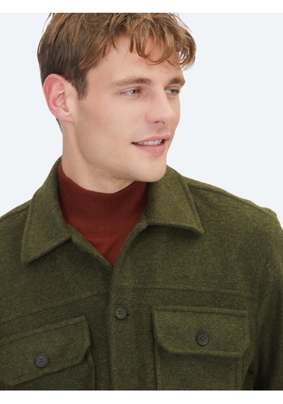 Kip Haki Regular Fit Uzun Overshirt