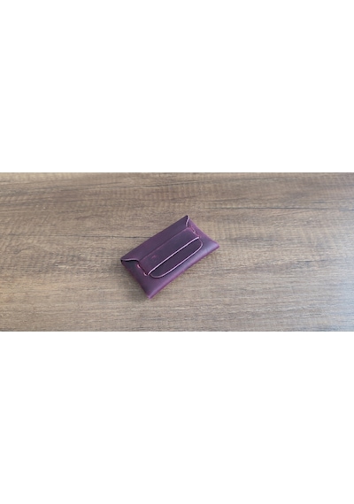 Sumerian Leather Craft Minimalist Deri Kartlık Fuşya Rfid Kart Koruma Hediye Fuşya