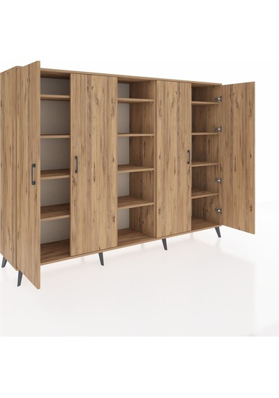 Hyperion Dolap 12 Raflı 4 Kapaklı 220x44x163 Çam-çam Çam-çam
