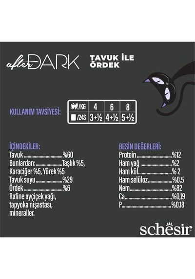 After Dark Tavuk İle Ördek Et Suyunda Yetişkin Kedi Konservesi 80g