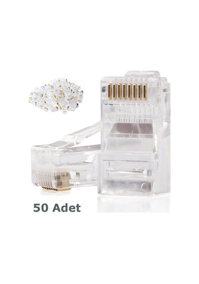 Rj45 Cat6 Altın Uçlu Jack Konnektör 50 Adet