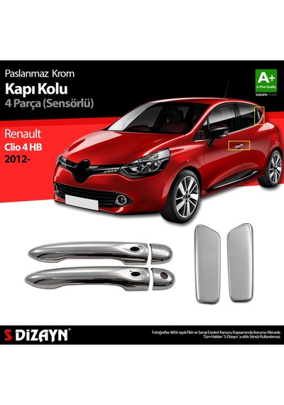 S-Dizayn Renault Clio 4 Hb Krom Kapı Kolu  4 Kapı 2012 Üzeri Sensörlü