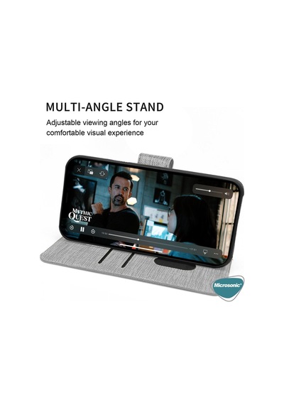 Microsonic Samsung Uyumlu Galaxy A33 5G Kilif Fabric Book Wallet Gri 557082615