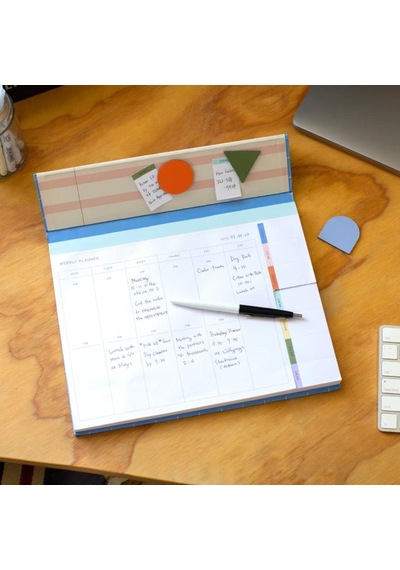 Kikkerland Inkerie Retro-design Weekly Desk Planner Haftalık Planlama Seti Mavi