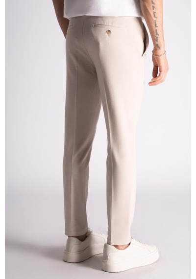 Yan Lastikli Slim Fit Chino Pantalon Bej Bej