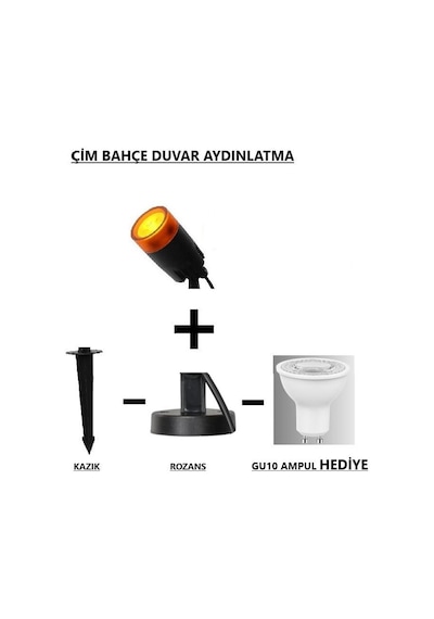 Seka Tech Zita Kazıklı ve Rozanslı Çim Ağaç Duvar Aydınlatma Armatürü Turuncu