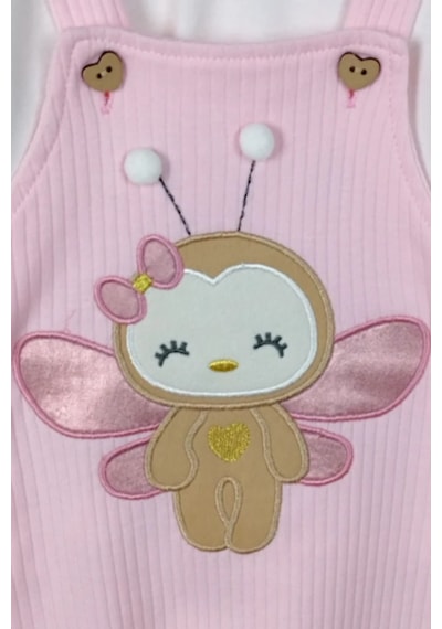 Kidskingdom Toz Pembe Renk Kız Bebek & Çocuk Pamuklu 2 Parça Tulum Toz Pembe